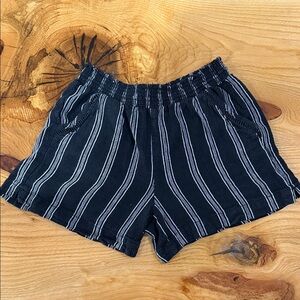 Briggs New York Black and White Striped High Waist Linen Shorts